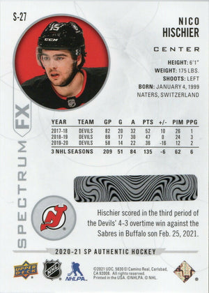 2020-21 Upper Deck Sp Authentic Hockey - Spectrum FX #S-27 Nico Hischier - New Jersey Devils