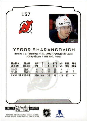 2022-23 Upper Deck O-Pee-Chee Platinum Hockey - Base #157 Yegor Sharangovich - New Jersey Devils