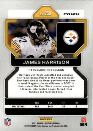 2021 Panini Prizm Football Base - Red White And Blue Prizm #259 James Harrison Pittsburgh Steelers - B