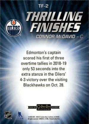 2019-20 Upper Deck O-Pee-Chee Platinum - Thrilling Finishes #TF-2 Connor McDavid - Edmonton Oilers - B