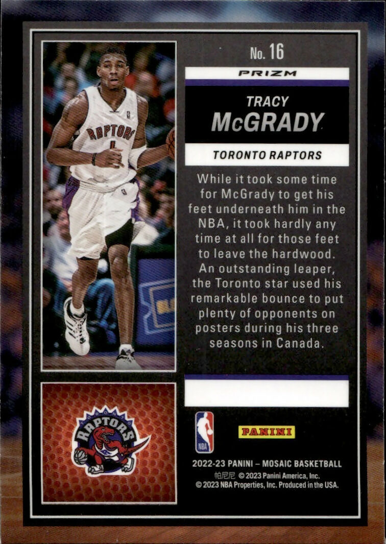 2022-23 Panini Mosaic Basketball - Masters - Prizm - Green Mosaic #16 Tracy McGrady - Toronto Raptors - B