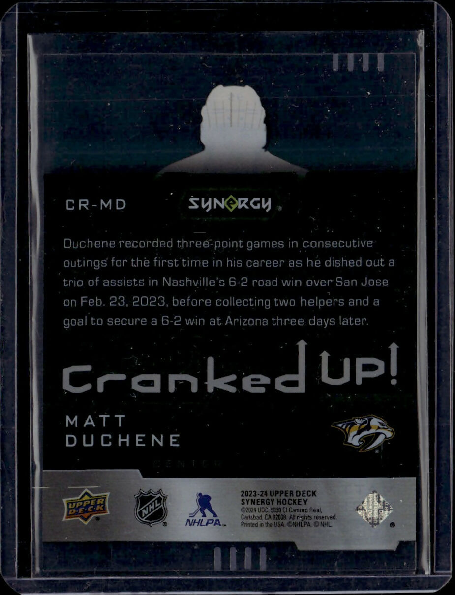 2023-24 Upper Deck Synergy Hockey - Cranked Up - Blue :399 #CR-MD Matt Duchene - Nashville Predators - B