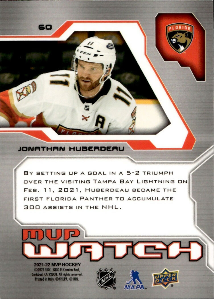 2021-22 Upper Deck MVP Hockey - 20th Anniversary #60 Jonathan Huberdeau - Florida Panthers - B