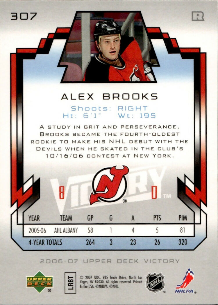 2006-07 Upper Deck Victory Hockey - Base #307 Alex Brooks - New Jersey Devils - B