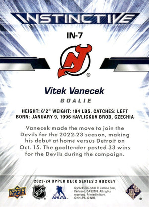 2023-24 Upper Deck Series 2 Hockey - Instinctive #IN-7 Vitek Vanecek - New Jersey Devils