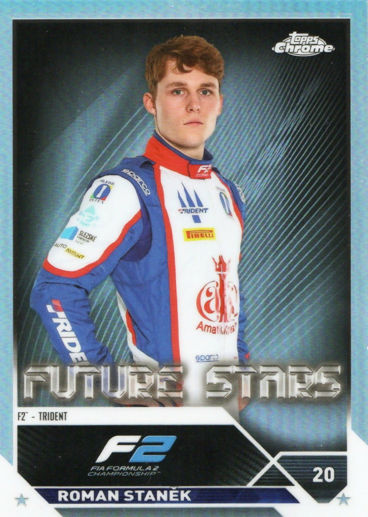 2023 Topps Chrome Formula 1 Base #86 - F2 Drivers - Refractor Roman Stanek - F2 Trident - A