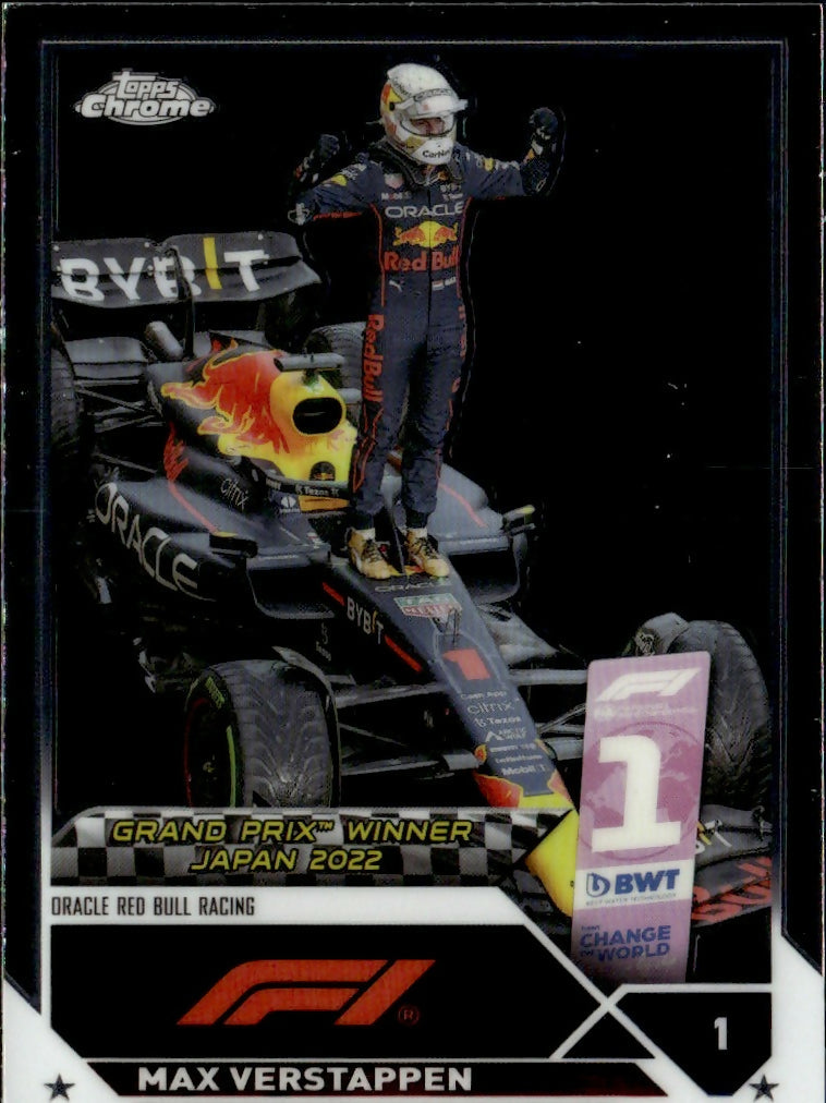 2023 Topps Chrome Formula 1 Base #161 - Grand Prix Winners Max Verstappen - Oracle Red Bull Racing - A