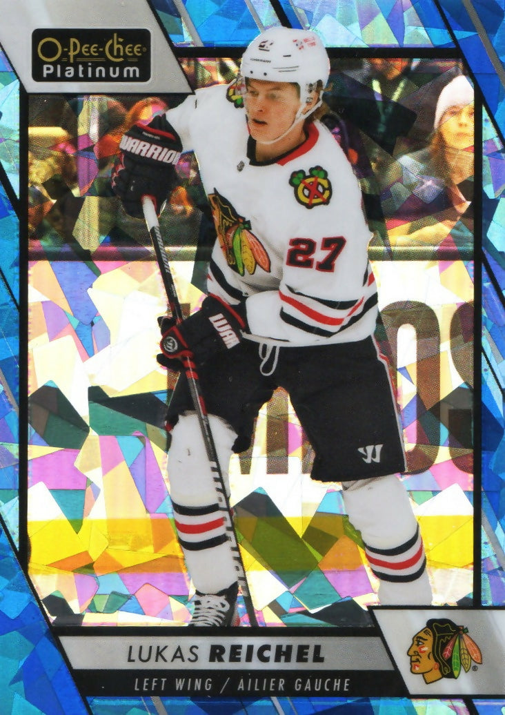 2023-24 Upper Deck O-Pee Chee Platinum Hockey - Base - Blue Fragment :125 #174 Lukas Reichel - Chicago Blackhawks - A
