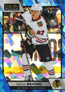 2023-24 Upper Deck O-Pee Chee Platinum Hockey - Base - Blue Fragment :125 #174 Lukas Reichel - Chicago Blackhawks - A