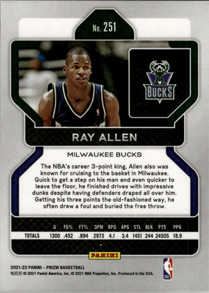 2021-22 Panini Prizm Basketball - Base # 251 Ray Allen - Milwaukee Bucks