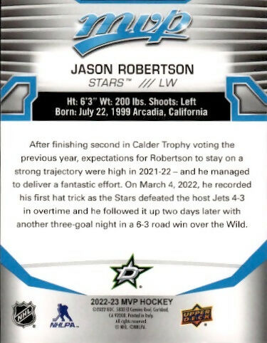 2022-23 Upper Deck MVP Hockey - Base #50 Jason Robertson - Dallas Stars