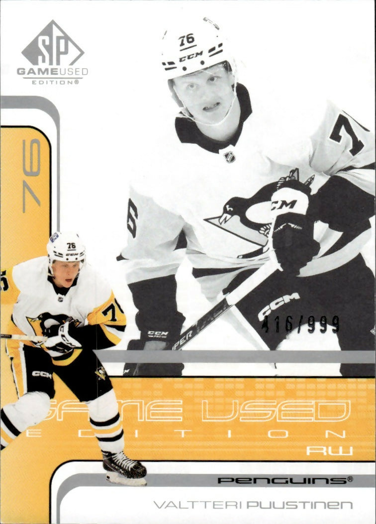 2022-23 Upper Deck SP Game Used Hockey - 2021-22 Retro Rookie /999 #R-9 Valtteri Puustinen - Pittsburgh Penguins