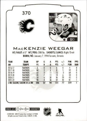 2022-23 Upper Deck O-Pee-Chee Hockey - Base - #370 MacKenzie Weegar - Calgary Flames