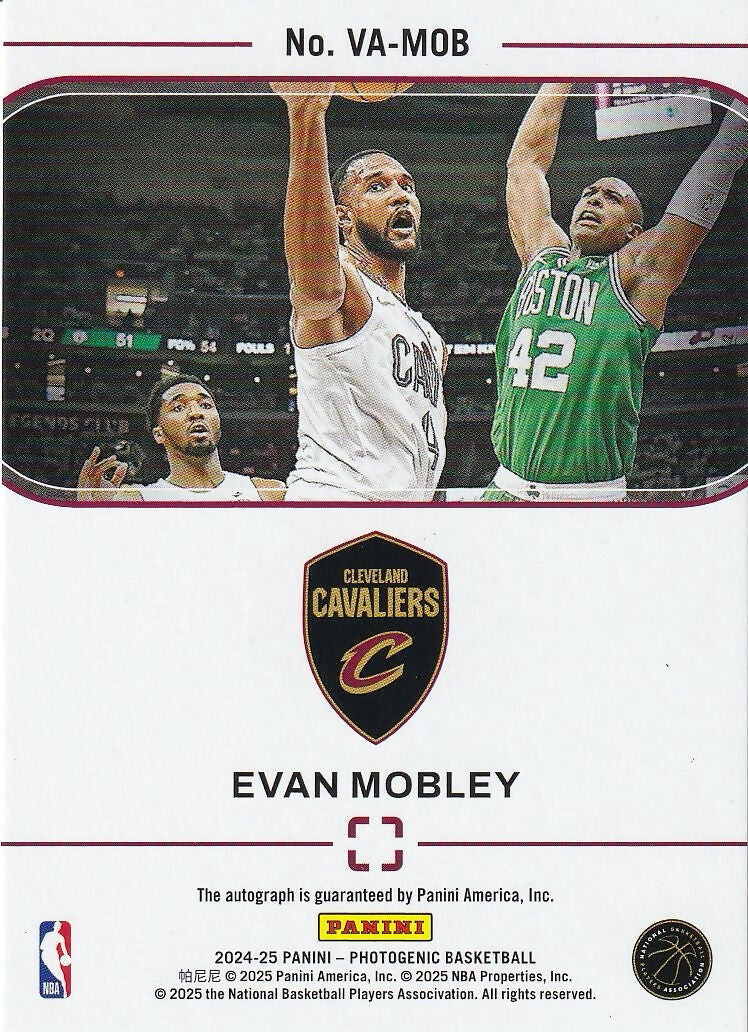 2024-25 Panini Photogenic - Veteran Autographs Groovy /35 #VA-MOB Evan Mobley Cleveland Cavaliers