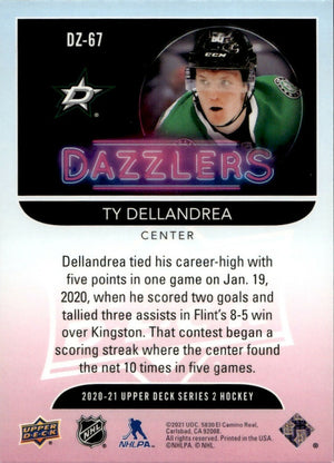 2020-21 Upper Deck Series 2 Hockey - Dazzlers - Green #DZ-67 Ty Dellandrea - Dallas Stars - B