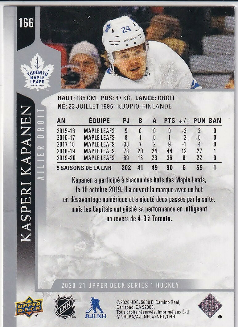 2020-21 Upper Deck French #166 Kasperi Kapanen Toronto Maple Leafs