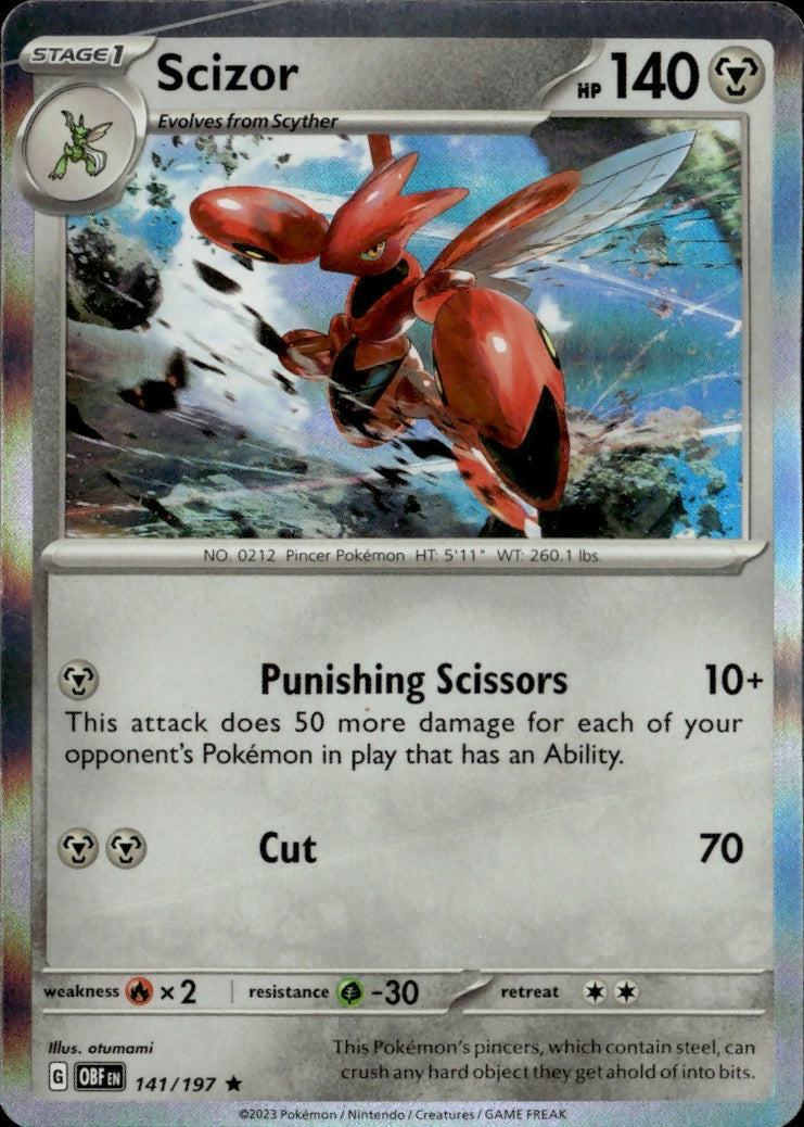 SV03 Obsidian Flames Holo Pokemon #141/197 Scizor