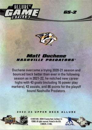 2022-23 Upper Deck Allure Hockey - Game Stills #GS-2 Matt Duchene - Nashville Predators - B