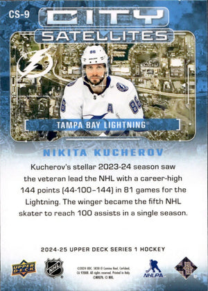 2024-25 Upper Deck Series 1 Hockey - City Satellites #CS-9 Nikita Kucherov - Tampa Bay Lightning - B