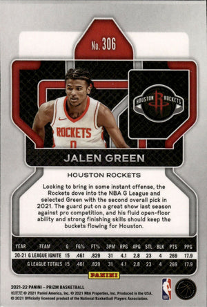 2021-22 Panini Prizm Basketball - Base - Rookie # 306 Jalen Green - Houston Rockets