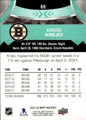 2021-22 Upper Deck MVP Hockey - Base #66 David Krejci - Boston Bruins