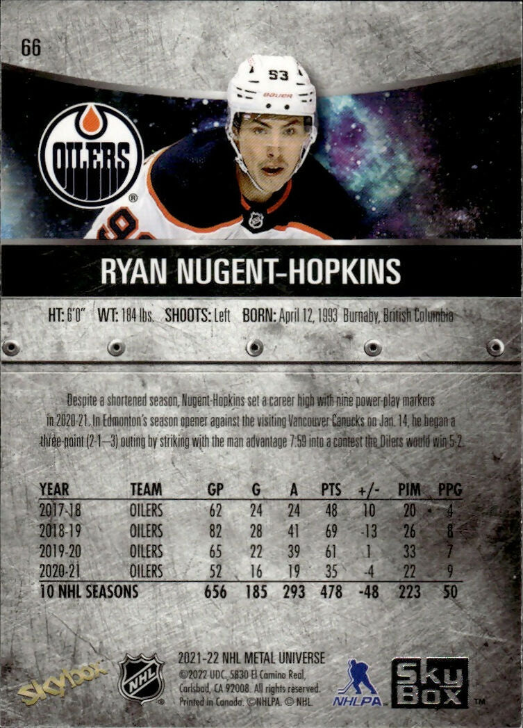 2021-22 Upper Deck Metal Universe Hockey - Base #66 Ryan Nugent-Hopkins - Edmonton Oilers