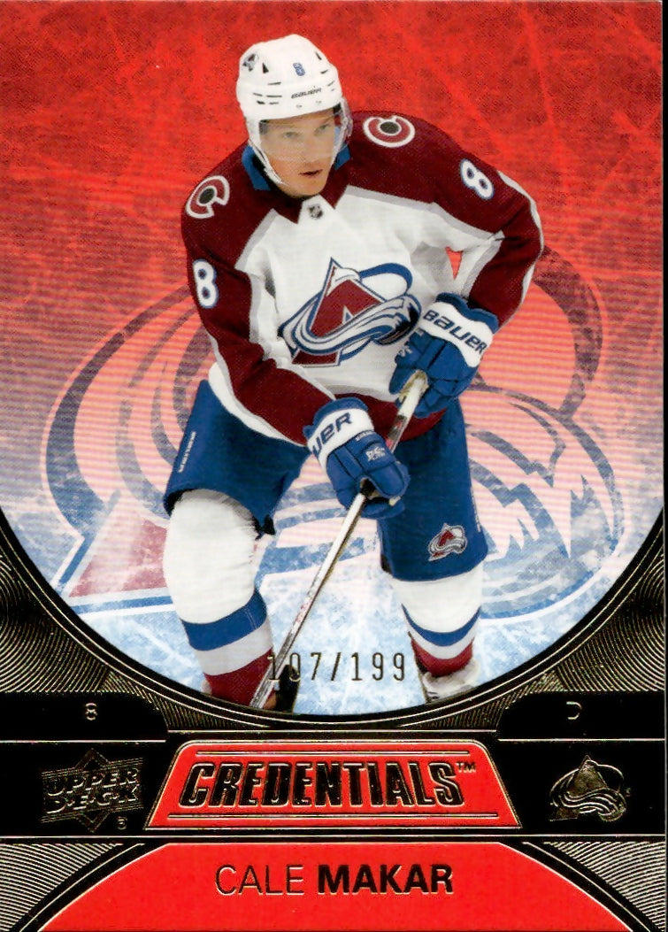 2021-22 Upper Deck Credentials Hockey - Base - Red :199 #13 Cale Makar - Colorado Avalanche - A