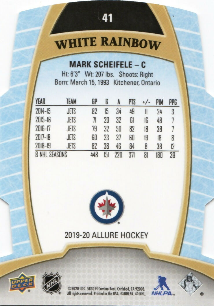 2019-20 Upper Deck Allure Hockey - Base - White Rainbow #41 Mark Scheifele - Winnipeg Jets - B