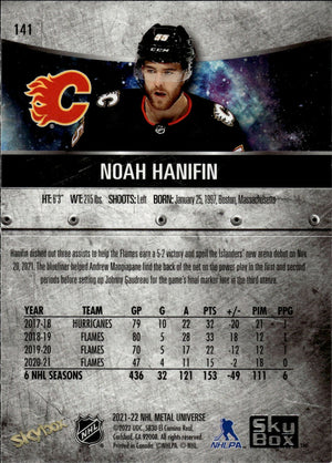 2021-22 Upper Deck Skybox Metal Universe Hockey Alt Jersey #141 Noah Hanifin - Calgary Flames - B