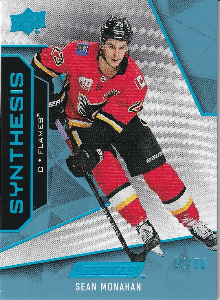 2019-20 Upper Deck Engrained Synthesis Blue #S-40 Sean Monahan Calgary Flames