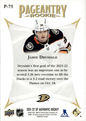 2021-22 Upper Deck SP Authentic Hockey - Pageantry #P-75 Jamie Drysdale - Anahiem Ducks - B