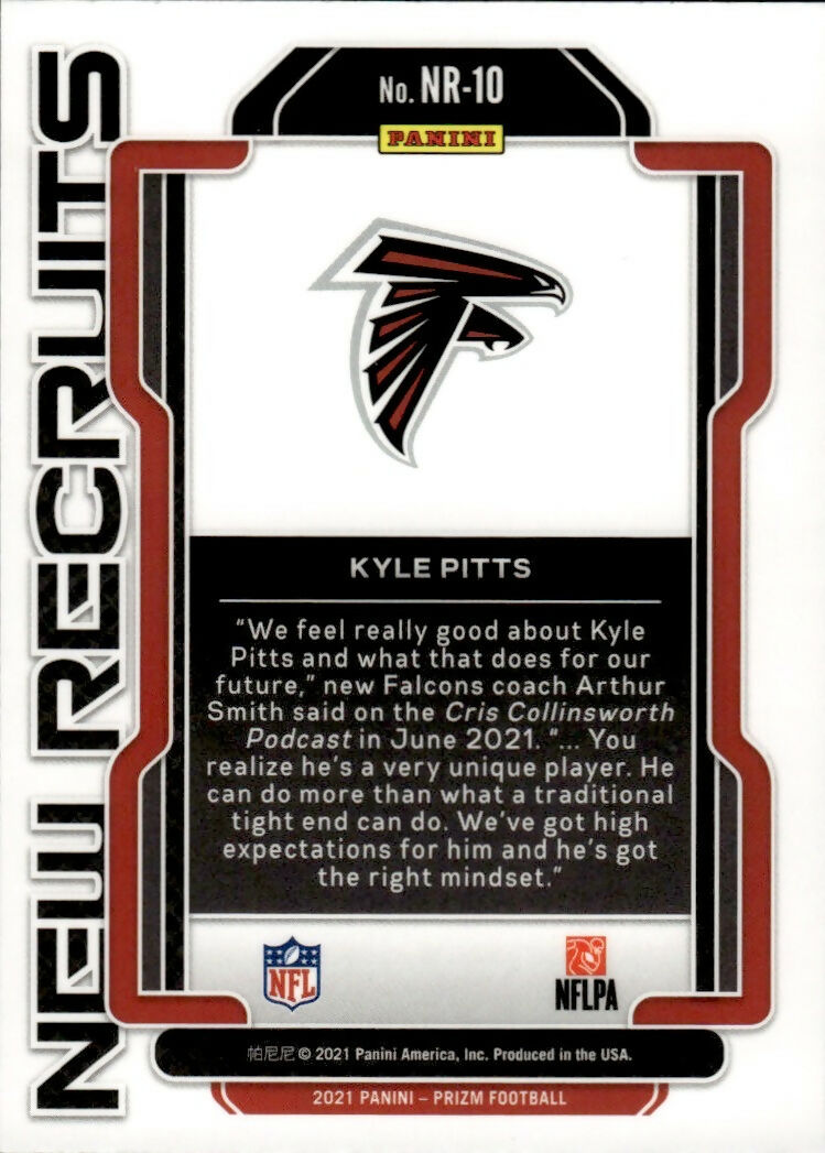 2021 Panini Prizm Football - New Recruits #NR-10 Kyle Pitts Atlanta Falcons - B