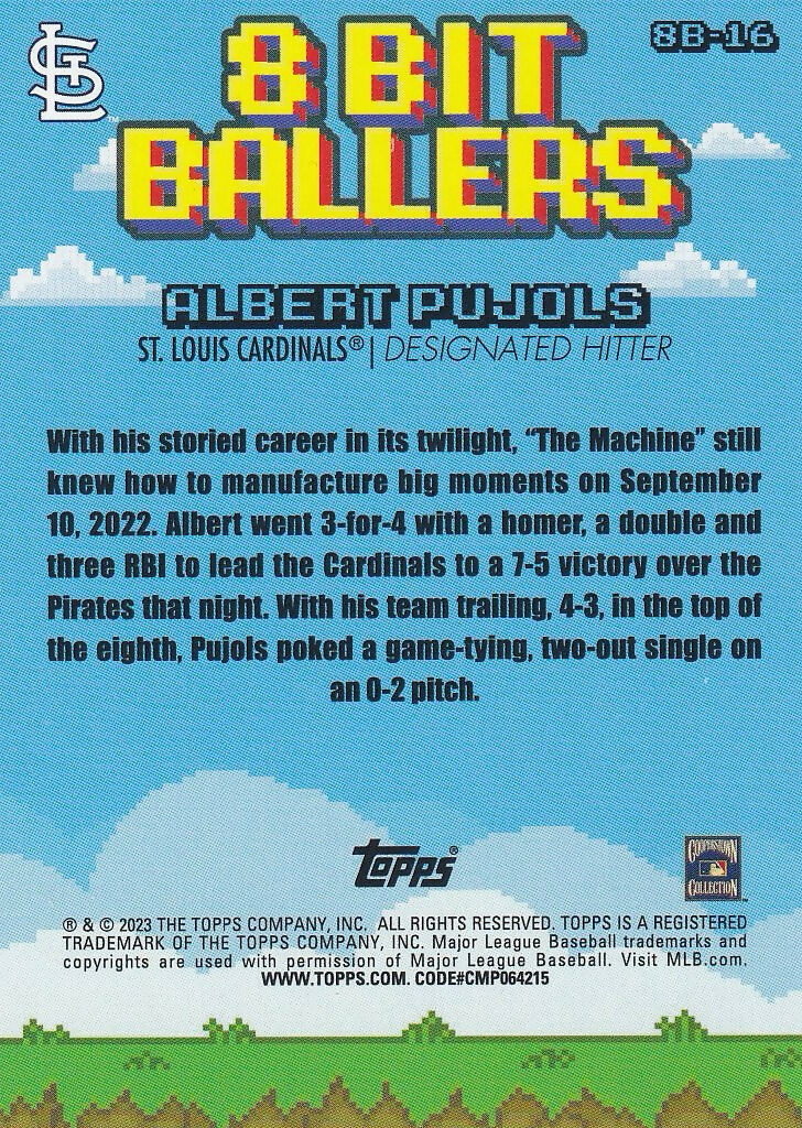 2023 Topps Big League 8 Bit Ballers #8B-16 Albert Pujols St. Louis Cardinals