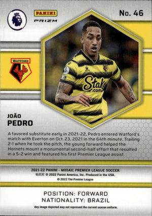 2021-22 Panini Mosaic Premier League - Base - Red Mosaic Prizm Rookie #46 Joao Pedro - Watford