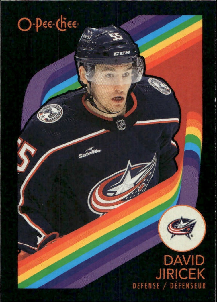 2023-24 Upper Deck O-Pee-Chee Hockey - Base - Retro - Black Boarder #245 David Jiricek - Columbus Blue Jackets - A