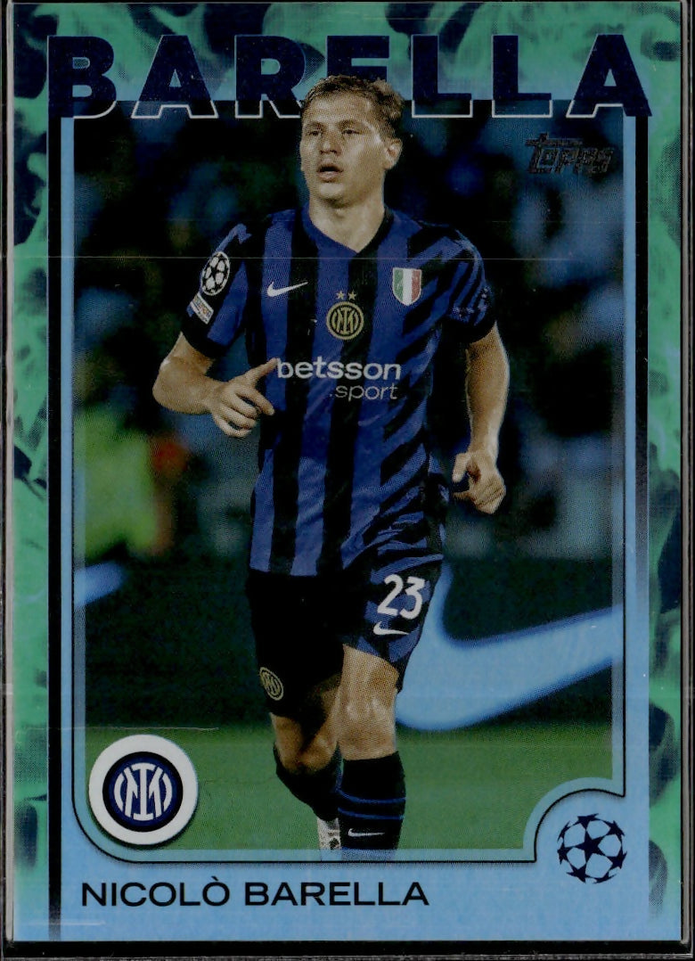 2024-25 Topps UEFA Club Competitions - Base - Neon Green Foilboard #23 Nicolo Barella - FC internazionale Milano - A