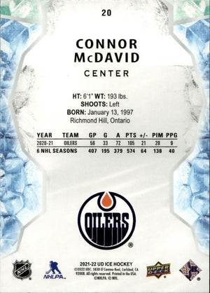 2021-22 Upper Deck Ice Hockey - Base - Green #20 Connor McDavid - Edmonton Oilers - B