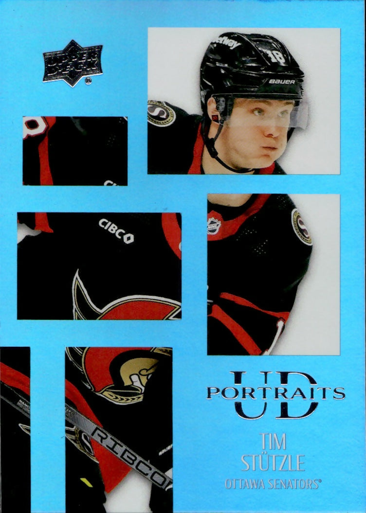 2024-25 Upper Deck Series 1 Hockey - UD Portraits #P-21 Tim Stutzle - Ottawa Senators - A