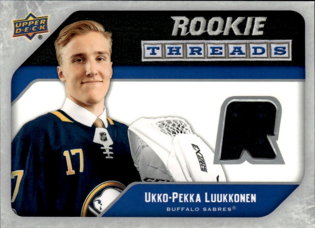 2021-22 Upper Deck Series 2 Hockey - Rookie Threads #RT-UL Ukko-Pekka Luukkonen - Buffalo Sabres - A