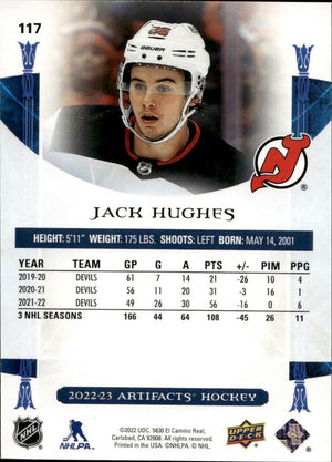 2022-23 Upper Deck Artifacts - Base - Orange #117 Jack Hughes - New Jersey Devils - B