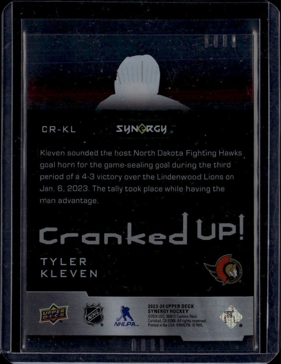 2023-24 Upper Deck Synergy Hockey - Cranked Up - Red :599 #CR-KL Tyler Kleven - Ottawa Senators - B