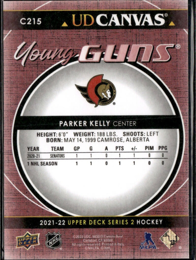 2021-22 Upper Deck UD Canvas Black #C215 Parker Kelly Ottawa Senators
