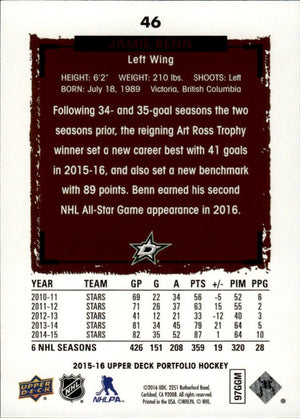 2015-16 Upper Deck Portfolio Hockey - Base #46 Jamie Benn - Dallas Stars