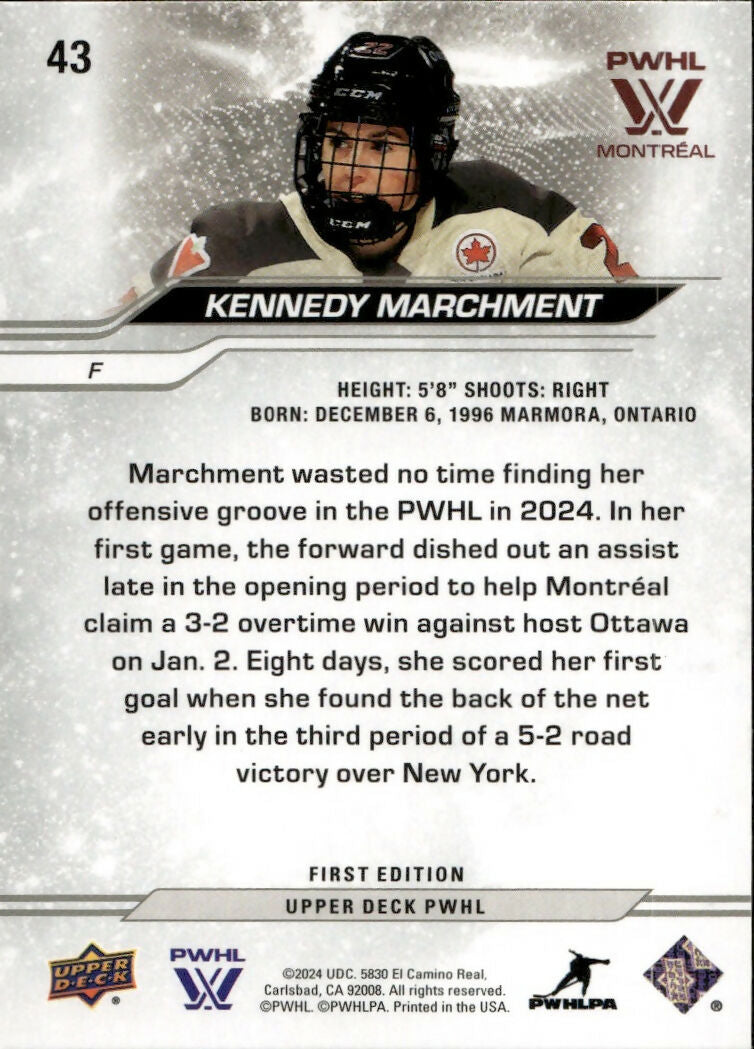 2024-25 Upper Deck PWHL Hockey - Base #43 Kennedy Marchment - Montreal Victoire - B