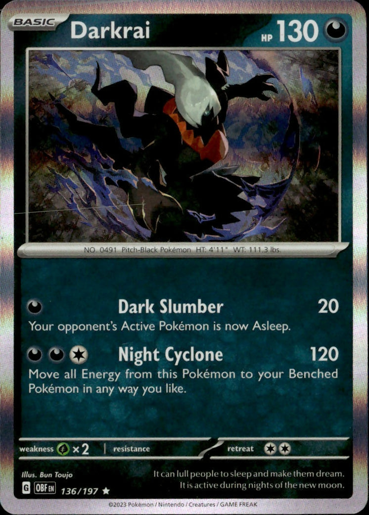 SV03 Obsidian Flames Holo Pokemon #136/197 Darkrai