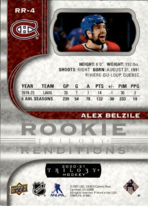 2020-21 Upper Deck Trilogy Hockey - Rookie Renditions #RR-4 Alex Belzile - Montreal Canadiens