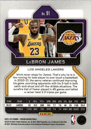 2021-22 Panini Prizm Basketball - Base # 91 LeBron James - Los Angeles Lakers