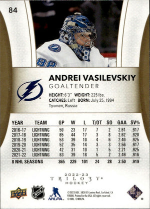 2022-23 Upper Deck Trilogy Hockey - Base #84 Andrei Vasilevskiy - Tampa Bay Lightning - B