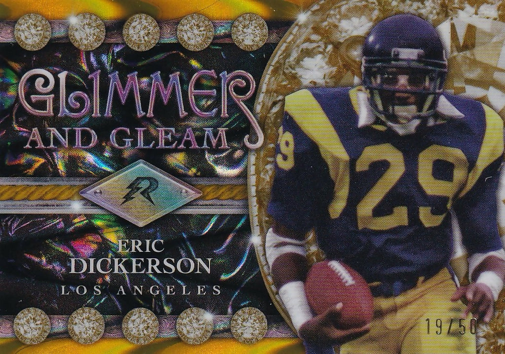 2024 Topps Resurgence Glimmer and Gleam Gold Power Surge #/50 #GG-13 Eric Dickerson Los Angeles Rams