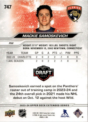 2023-24 Upper Deck Extended Series - Base - 1st Round Rookies #747 Mackie Samoskevich - Florida Panthers - B